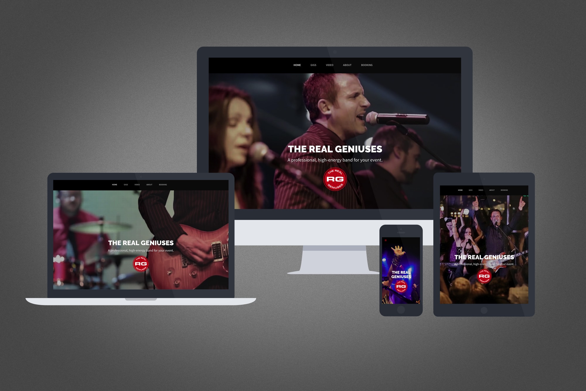 After image of Real Geniuses Band website redesign